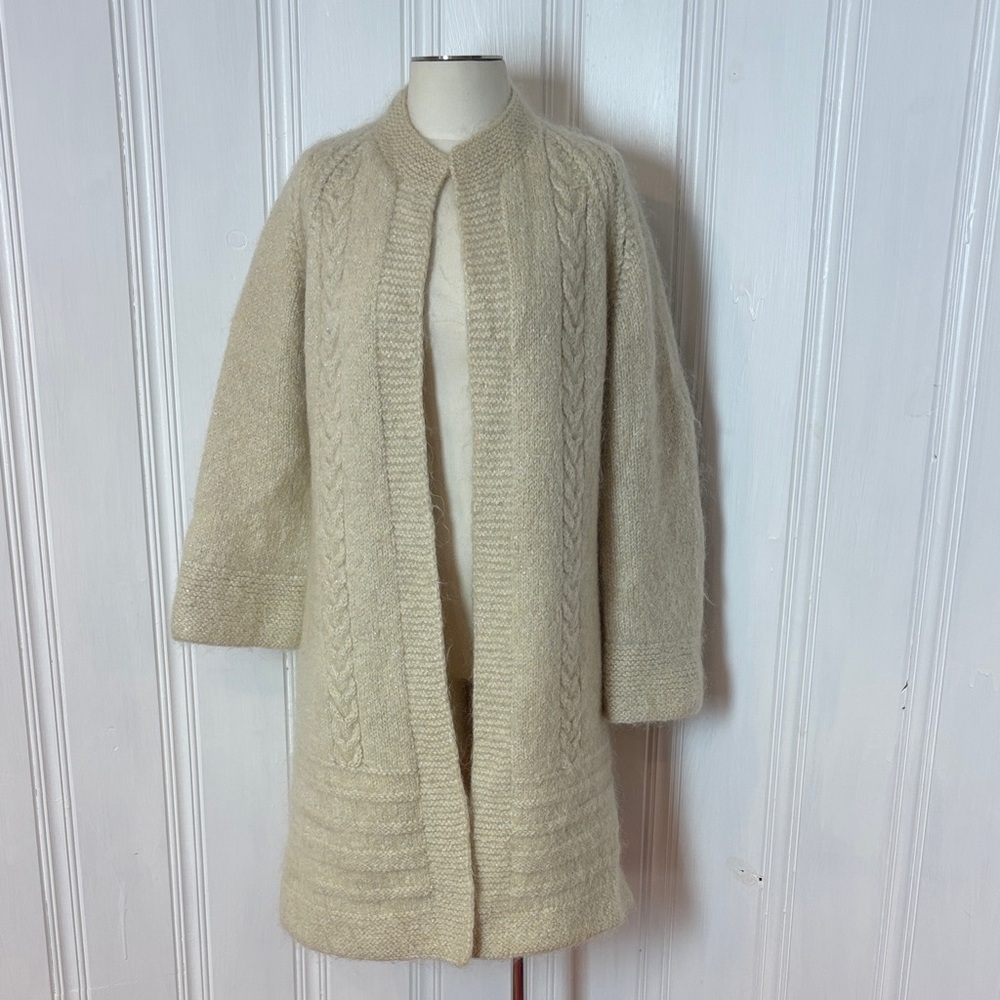 ✨ Stunning Vintage Chunky Wool Coat Cardigan – size Medium/Large (estimated)✨